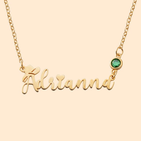 Personalised Western Cowboy Style Birthstone Necklace with Name Anniversary Birthday Gift for Her