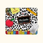 Personlig Leopard Penna Apple Lärarinspiration Halkfri musmatta med namn Uppskattning Tillbaka till skolan Present till lärare