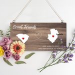 Personalised State to State Map Wooden Wall Decor with Names Graduation Friendship Long Distance Gift for Family Friend