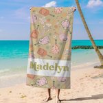 Personalised Retro Flower Pickleball Paddle Quick Dry Beach Towel with Name Beach Vacation Accessories Gift for Pickleball Lover