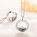 Personalised Floating Locket Necklace with Birthstones and Kid's Names Mother's Day Birthday Gift for Mom