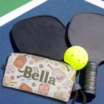 Gepersonaliseerd Retro Bloem Pickleball Balzakje met Naam Verjaardagscadeau voor Sportliefhebber