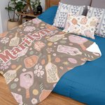 Personalized Retro Flower Pickleball Paddles Soft Blanket with Name Birthday Christmas Gift for Pickleball Lover