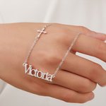 Personalized Minimalist Sideway Cross Necklace with Name Religious Jewellery Christening Baptism Birthday Gift for Her