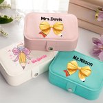 Personalised Large Capacity Pencil Bow-knot Jewellery Box with Name Graduation Teacher's Day Gratitude Gift for Teacher