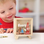 Personalisierte niedlichen Cartoon hölzernen Spardosen mit Namen Geburtstag Geschenk für Kinder