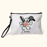 Personalized Floral Hairstylist Makeup Bag with Name Birthday Gift for Hairdresser Barber