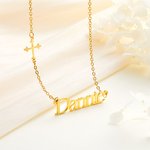 Personalized Minimalist Sideway Cross Necklace with Name Religious Jewellery Christening Baptism Birthday Gift for Her