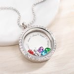 Personalised Floating Locket Necklace with Birthstones and Kid's Names Mother's Day Birthday Gift for Mom