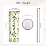 Pickleball coloré personnalisé 20oz Skinny Tumbler avec nom et paille Graduation Birthday Gift for Sports Lover (Cadeau d'anniversaire pour les amoure
