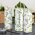 Pickleball coloré personnalisé 20oz Skinny Tumbler avec nom et paille Graduation Birthday Gift for Sports Lover (Cadeau d'anniversaire pour les amoure
