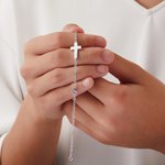 Personalizada delicada pulsera de la Cruz con piedra de cumpleaños Aniversario de regalo para las mujeres cristianas