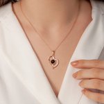 Pendentif Photo Projection Personnalisée avec Je t'aime en 100 Langues Collier Forme de Cœur Cadeau Anniversaire Fête