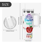 Personalised Teach Love Inspire Pen Apple Ruler Featured Text 40oz Tumbler with Lid And Straw Appreciation Teacher's Day Gift for Teacher