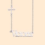Personalized Minimalist Sideway Cross Necklace with Name Religious Jewellery Christening Baptism Birthday Gift for Her