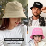 Personalised Multicolour Cotton Bucket Hat with Embroidered Name Beach Party Favor Outdoor Vacation Gift for Family Friends for Adult Toddler
