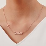Personalized Minimalist Sideway Cross Necklace with Name Religious Jewellery Christening Baptism Birthday Gift for Her