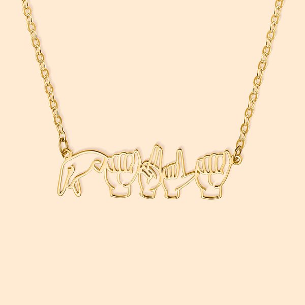 Collana personalizzata in Lingua dei Segni Americana con nome a caratteri mobili Regalo commovente per l'insegnante interprete sordo ASL
