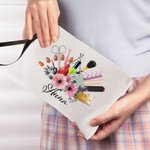 Personalized Floral Hairstylist Makeup Bag with Name Birthday Gift for Hairdresser Barber