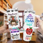 Personalised Teach Love Inspire Pen Apple Ruler Featured Text 40oz Tumbler with Lid And Straw Appreciation Teacher's Day Gift for Teacher