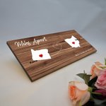 Personalised State to State Map Wooden Wall Decor with Names Graduation Friendship Long Distance Gift for Family Friend