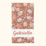 Personalised Retro Flower Pickleball Paddle Quick Dry Beach Towel with Name Beach Vacation Accessories Gift for Pickleball Lover