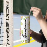 Pickleball coloré personnalisé 20oz Skinny Tumbler avec nom et paille Graduation Birthday Gift for Sports Lover (Cadeau d'anniversaire pour les amoure