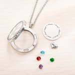 Personalised Floating Locket Necklace with Birthstones and Kid's Names Mother's Day Birthday Gift for Mom