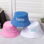 Personalised Multicolour Cotton Bucket Hat with Embroidered Name Beach Party Favor Outdoor Vacation Gift for Family Friends for Adult Toddler