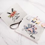 Personalized Floral Hairstylist Makeup Bag with Name Birthday Gift for Hairdresser Barber