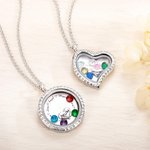 Personalised Floating Locket Necklace with Birthstones and Kid's Names Mother's Day Birthday Gift for Mom