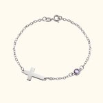 Personalizada delicada pulsera de la Cruz con piedra de cumpleaños Aniversario de regalo para las mujeres cristianas