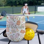Gobelet avec Paille Personnalisé avec Nom Design Pickleball Cadeau d'Équipe pour Amoureux de Sport