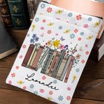 Personalisierte wasserdichte Frühling Wildblumen Buchhülle Abdeckung mit Buchtitel und Name zurück zu Schule Anerkennung Geschenk für Lehrer Lesen Lie