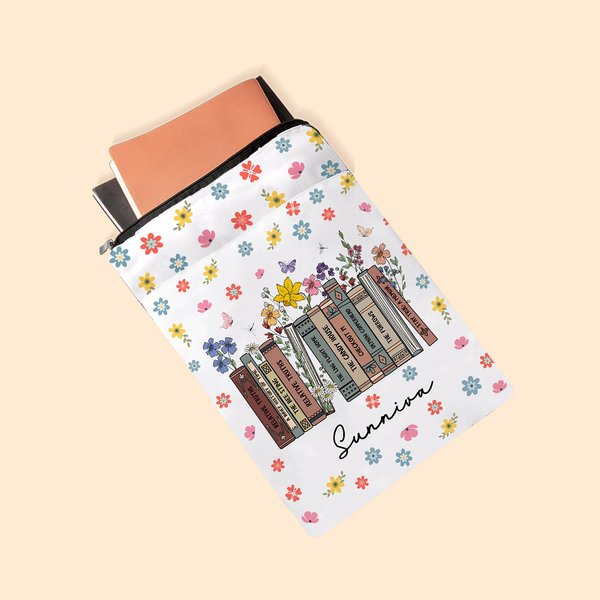 Personalisierte wasserdichte Frühling Wildblumen Buchhülle Abdeckung mit Buchtitel und Name zurück zu Schule Anerkennung Geschenk für Lehrer Lesen Lie