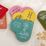 Personalised Heart-Shaped Birth Flower Book Leather Bookmark with Name and Text Birthday Graduation Gift for Book Lover