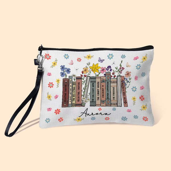 Personalised Spring Wildflowers Book Design Pencil Case with Book Title and Name Back to School Appreciation Gift for Teacher Reading Lover