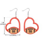Pendientes personalizados de madera hueca en forma de corazón de fútbol con texto Game Day Team Gift for Women Girls Football Fans