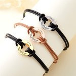 Personalizada Grabado Angel Wings Pet Paw Print Pulsera de cuerda de cuero con nombre Memorial Simpatía Regalo para Pet Lovers