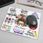 Personalised Fun Cartoon Pencil Apple Teach Love Inspire Non-slip Mouse Pad with Name Appreciation Back to School Gift for Teacher
