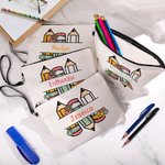 Personalisierte Retro Floral Bleistifte Portable Zipper Storage Bag mit Namen und Armband zurück zu Schule Anerkennung Geburtstagsgeschenk für Lehrer 