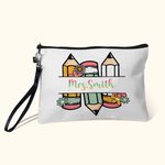 Personalisierte Retro Floral Bleistifte Portable Zipper Storage Bag mit Namen und Armband zurück zu Schule Anerkennung Geburtstagsgeschenk für Lehrer 