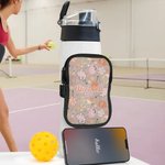 Gepersonaliseerde Retro Flower Pickleball Paddles Water Cup Pouch met verstelbare gesp Verjaardagscadeau voor sportliefhebber