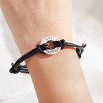 Personalizada Grabado Angel Wings Pet Paw Print Pulsera de cuerda de cuero con nombre Memorial Simpatía Regalo para Pet Lovers