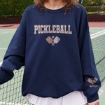 Personalized Retro Flower Pickleball Paddles Design Crewneck T-Shirt Sweatshirt with Name Ball Game Birthday Gift for Pickleball Lover
