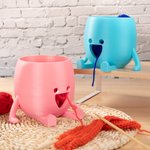Personalised 3D Printed Cute Smile Face Crochet Knitting Yarn Bowl with Name Multicolour Available Funny Birthday Gift for Mom Grandma