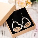 Pendientes personalizados de madera hueca en forma de corazón de fútbol con texto Game Day Team Gift for Women Girls Football Fans