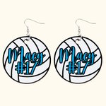 Orecchini da pallavolo in legno personalizzati con nome e numero Regalo di compleanno per chi ama la pallavolo