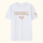 Personalized Retro Flower Pickleball Paddles Design Crewneck T-Shirt Sweatshirt with Name Ball Game Birthday Gift for Pickleball Lover