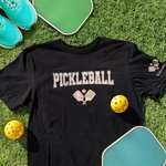 Personalized Retro Flower Pickleball Paddles Design Crewneck T-Shirt Sweatshirt with Name Ball Game Birthday Gift for Pickleball Lover